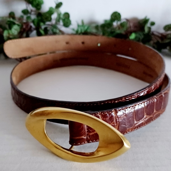 De Vecchi by Hamilton Hodge Genuine American Alligator Leather Buckle Belt - Picture 9 of 16